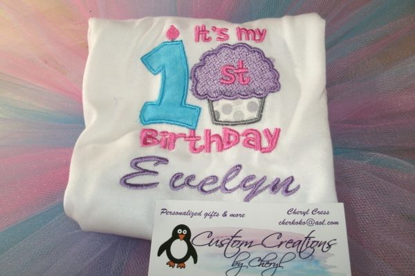 Cupcake My 1st Birthday Personalized Birthday Shirt