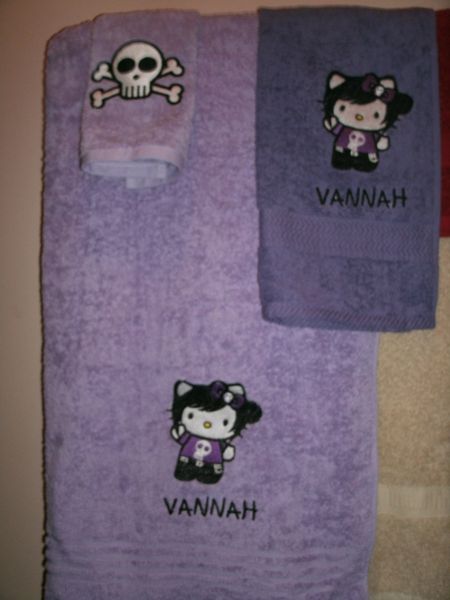 Kitty Skull Personalized Towel Set