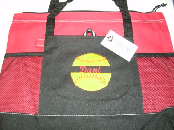 Softball Split Personalized Sports Tote Bag Softball Mom Tote Bag