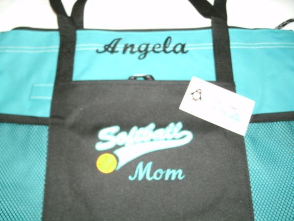 Softball Mom Swoosh Personalized Sports Tote Bag Softball Mom Tote Bag