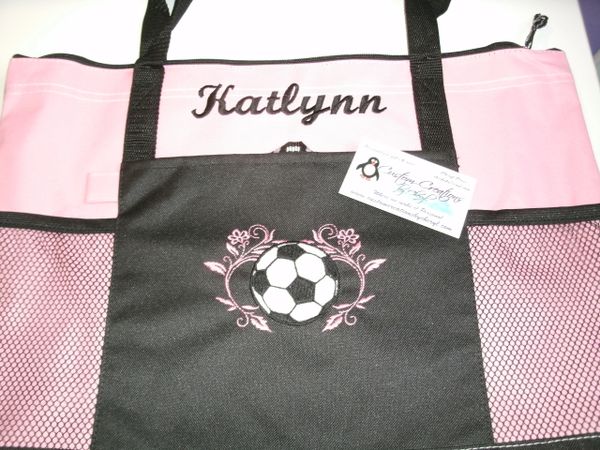 Soccer Flowers Personalized Tote Bag Sports Mom Soccer Mom