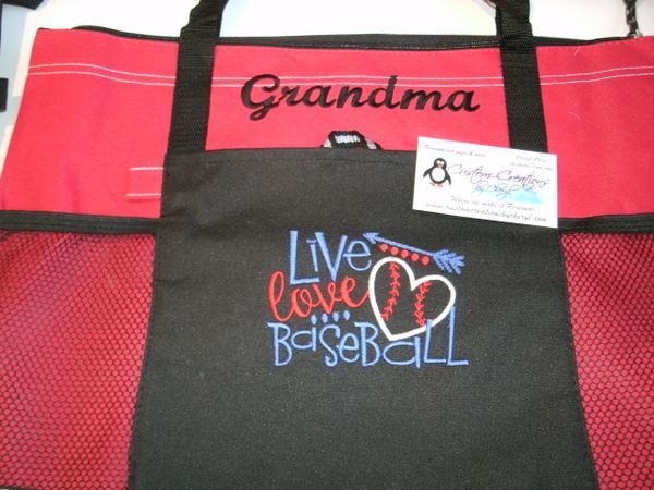 Live Love Baseball Personalized Tote Bag Sports Mom Baseball Mom