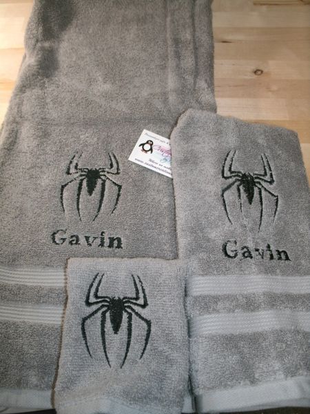 Spiderman Spider Logo Personalized 3 piece Superhero Towel Set