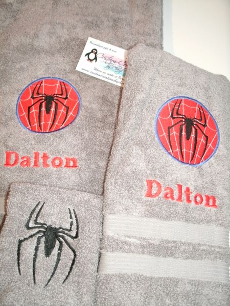 Spiderman Logo Personalized 3 piece Superhero Towel Set