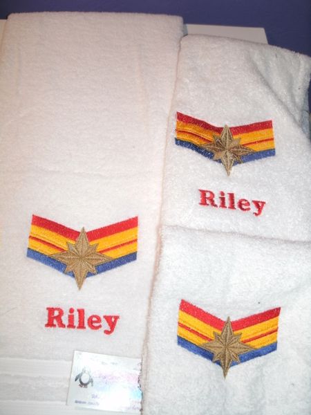 Captain Marvel Logo Personalized 3 piece Superhero Towel Set