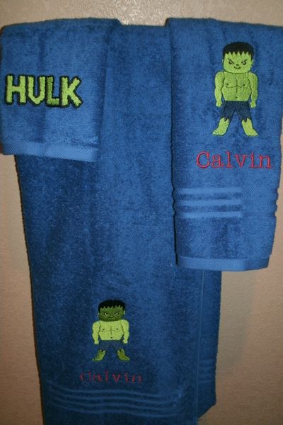 Hulk Boy Personalized 3 piece Superhero Towel Set