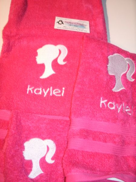 Barbie Head Personalized Towel Set