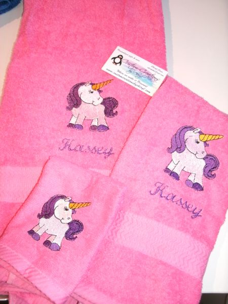 Unicorn Pony Personalized Towel Set