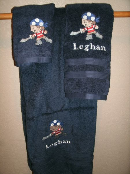 Pirate Boy Personalized 3 piece Towel Set