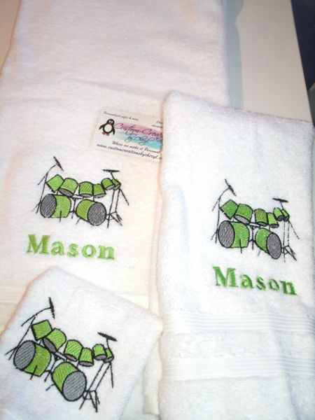 Drums Personalized 3 piece Towel Set