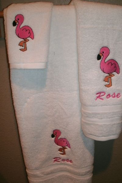 Pink Flamingo Personalized 3 Piece Towel Set