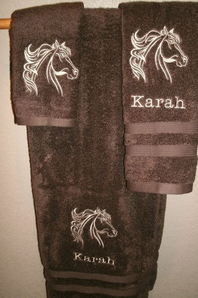 Horse Head Sketch Personalized 3 piece Towel Set