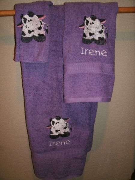 Farm Cow Personalized 3 piece Towel Set