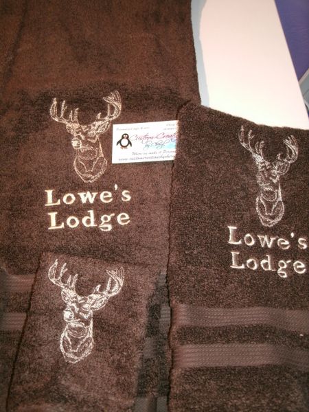 set of 3 rustic Deer hunting dish towels Buck antlers humorous NWT