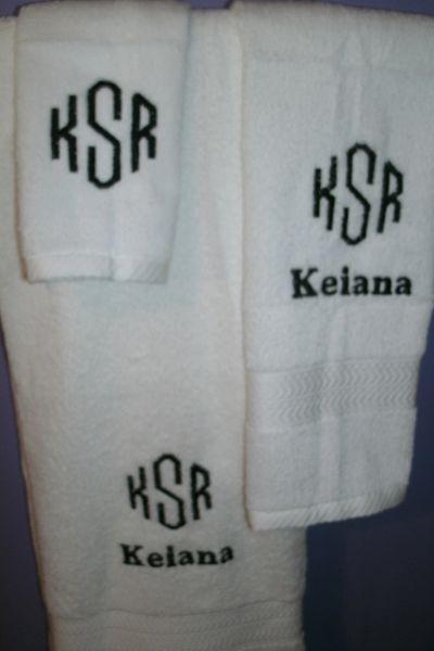 Monogram Letters Personalized Towel Set Wedding or Anniversary