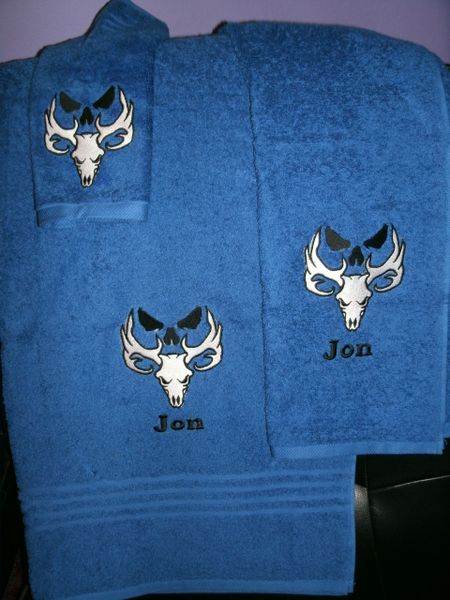 Bone Collector Deer Skull Personalized 3 piece Towel Set