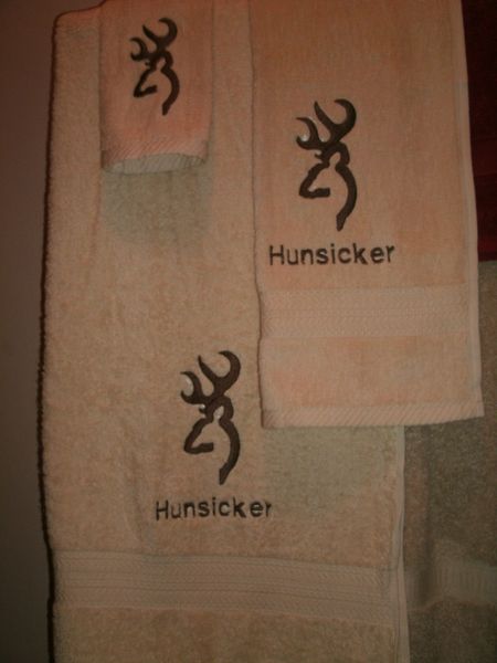 Buck Personalized 3 Piece Bath Towel Set Browning Buck  Your Color Choice