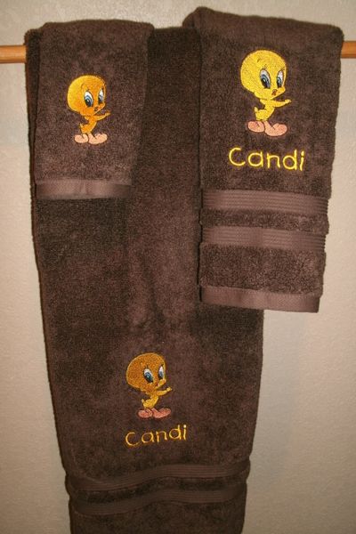 Tweety Bird Personalized 3 Piece Bath Towel Set