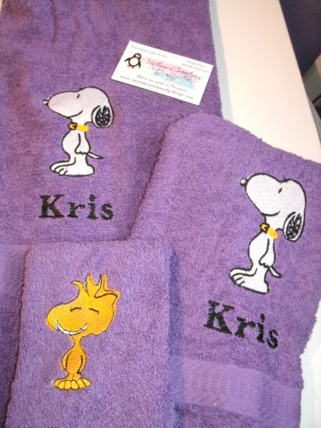 Snoopy Personalized 3 Piece Bath Towel Set
