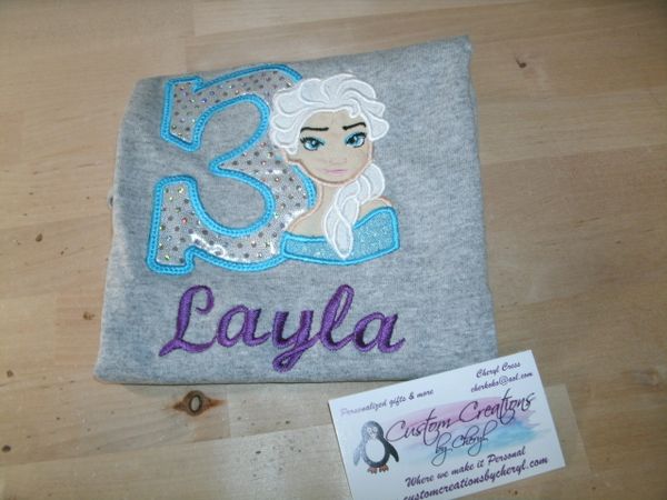Elsa Frozen Princess Personalized Birthday Shirt