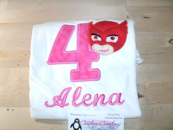 PJ Mask Owlette Personalized Birthday Shirt