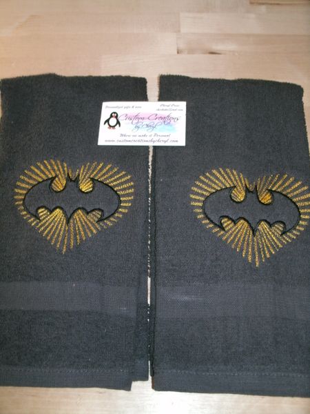 Batman Sunburst Heart Logo Kitchen Towels Hand Towels 2 piece set