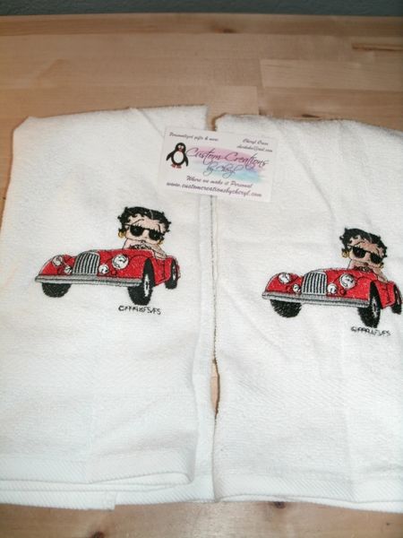 Betty Boop Car Kitchen Towels Hand Towels 2 piece set