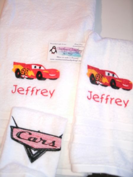 Cars Lightening McQueen Personalized 3 Piece Bath Towel Set