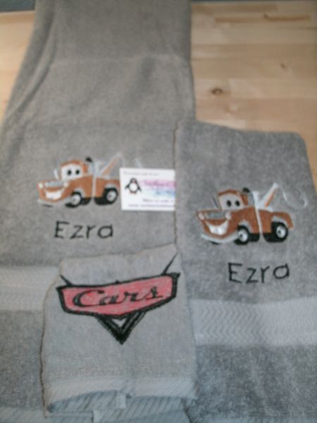 Cars Tow Mater Personalized 3 Piece Bath Towel Set