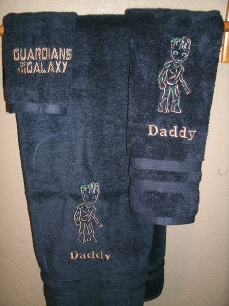 Guardians Groot Sketch Personalized 3 Piece Bath Towel Set
