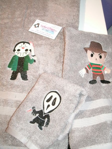 Horror Mix Jason Freddy Scream Personalized 3 Piece Bath Towel Set