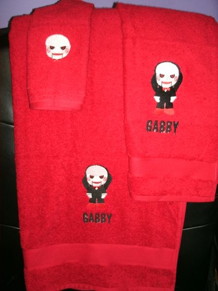 Horror Saw Jigsaw Personalized 3 Piece Bath Towel Set