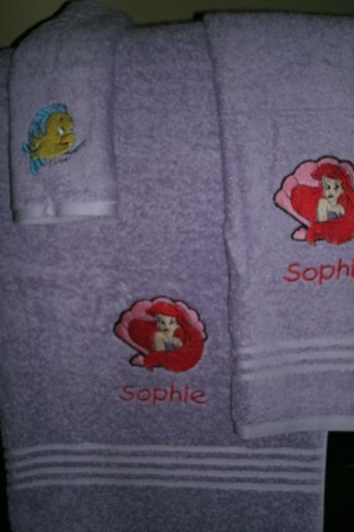 Little Mermaid Shell Princess Personalized Towel Set