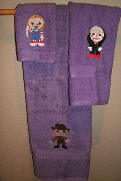 Horror Mix Chucky Freddy Saw Personalized 3 Piece Bath Towel Set