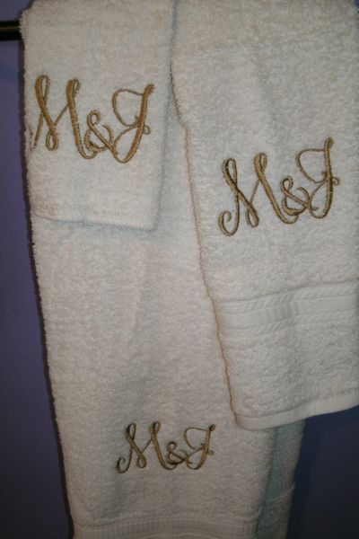 Monogram 2 Initials Personalized Towel Set Wedding or Anniversary