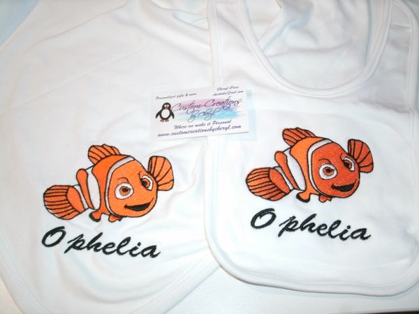 Nemo Clown Fish Personalized Baby Blanket & Bib Combo