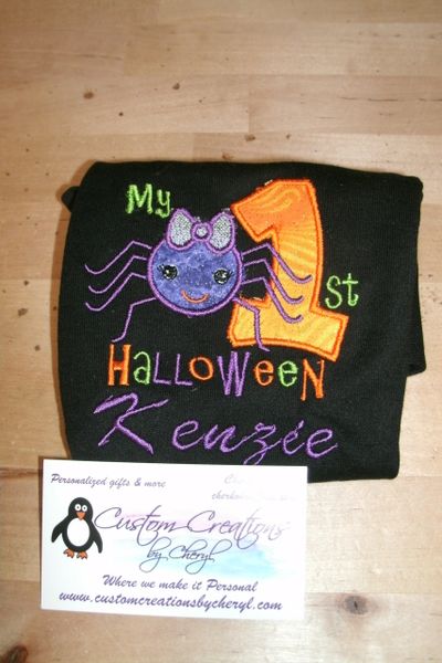 My 1st Halloween Spider Girl Personalized Holiday Shirt
