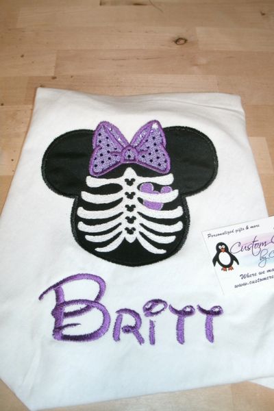 Halloween Minnie Mouse Skeleton Personalized Holiday Shirt