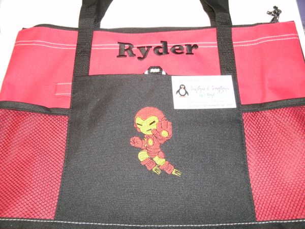 Iron Man Kid Flying Superhero Personalized Tote Bag