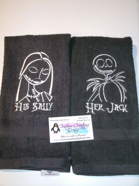 Nightmare Her Jack & His Sally Personalized Kitchen Towels Hand Towels 2 piece set