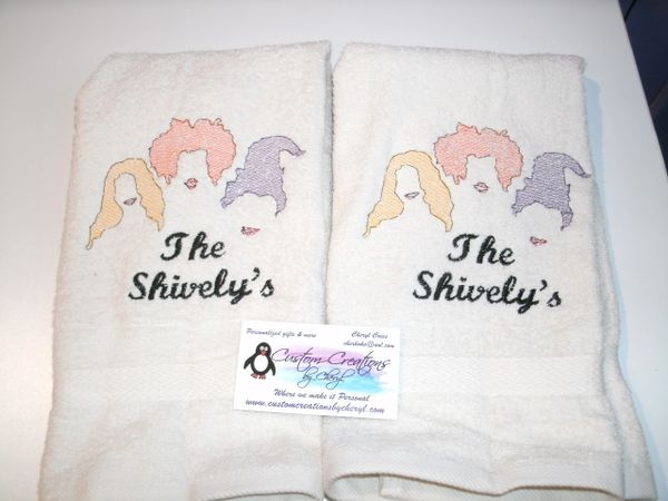 Hocus Pocus Witch Sisters Personalized Kitchen Towels Hand Towels 2 piece set