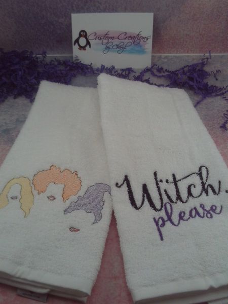 Hocus Pocus Witches & Witch please Personalized Kitchen Towels Hand Towels 2 piece set