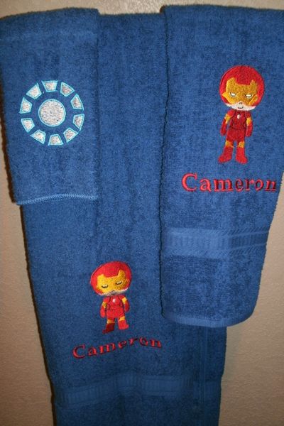 Iron Man Kid Personalized 3 piece Superhero Towel Set