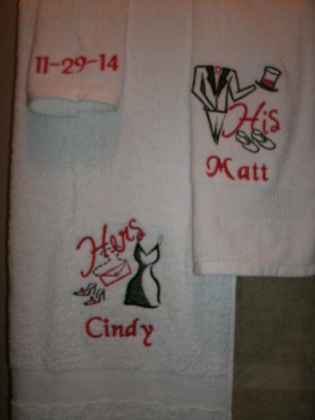 His & Hers Fancy Personalized Towel Set Wedding or Anniversary