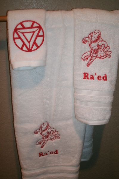 Iron Man Sketch Personalized 3 piece Superhero Towel Set