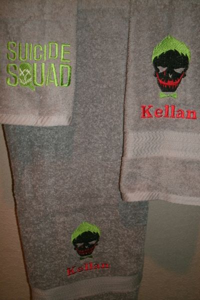 Suicide Squad Joker Skull Personalized 3 piece Superhero Towel Set