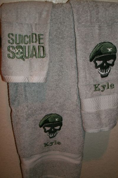Suicide Squad Rick Flag Skull Personalized 3 piece Superhero Towel Set