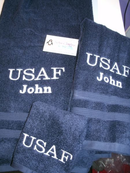 USAF Air Force Personalized 3 Piece Towel Set Military Gift