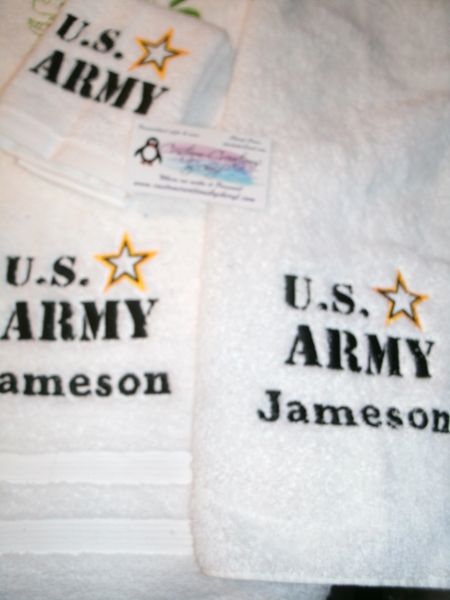 US Army Personalized 3 Piece Towel Set Military Gift