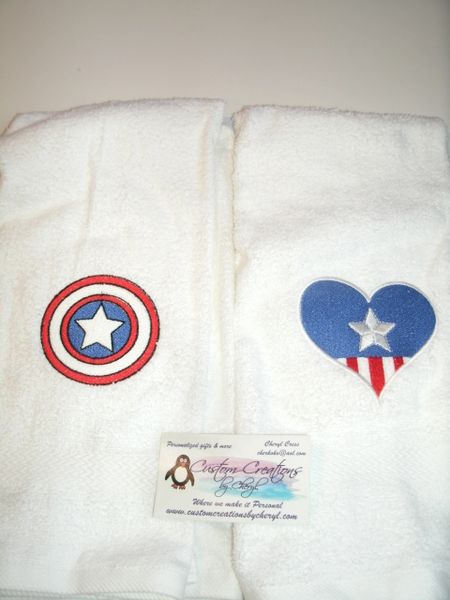 Captain America Logos Kitchen Towels Hand Towels 2 piece set